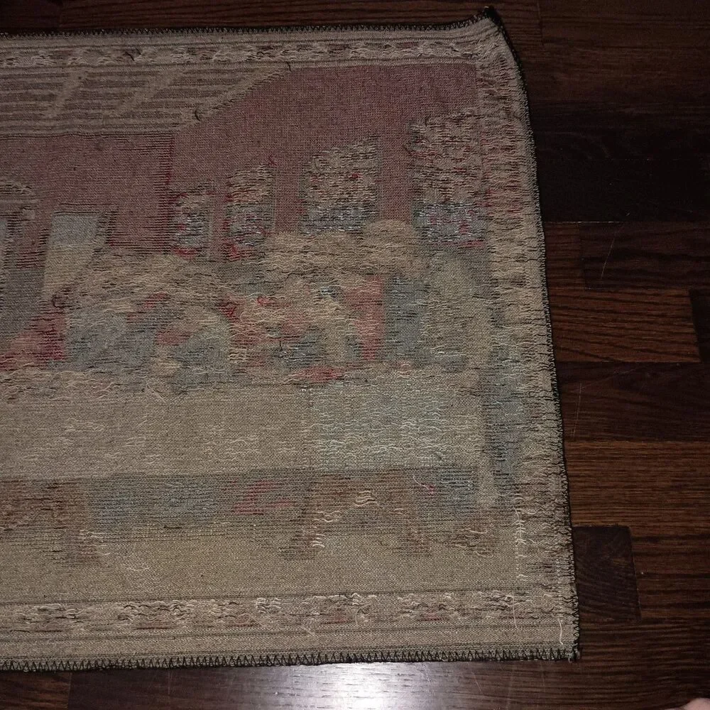 Vintage The Last Supper Tapestry Made In Italy 36x20 Jesus Apostles Religious - Picture 14 of 16